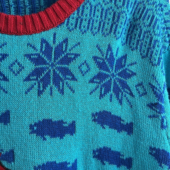 Blizzard Bay Men’s Red and Blue Manatee Holiday Sweater XXL - Picture 8 of 8